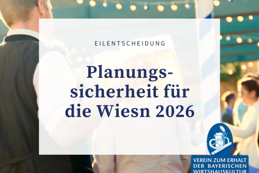 Der VEBWK begrüßt die Entscheidung des Bayerischen Obersten Landesgerichts: Die aufschiebende Wirkung im Streit um zwei große Festzelte auf dem Oktoberfest wird nicht verlängert. Die Eilentscheidung ist damit rechtskräftig.